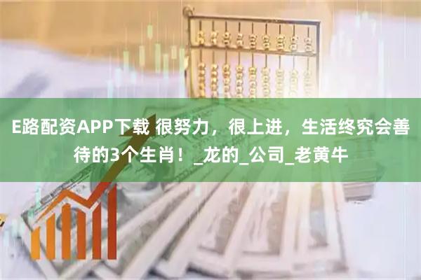 E路配资APP下载 很努力,很上进,生活终究会善待的3个生肖!_龙的_公司_老黄牛