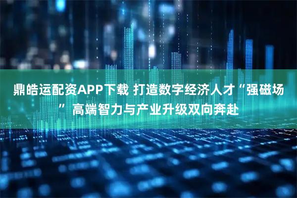 鼎皓运配资APP下载 打造数字经济人才“强磁场” 高端智力与产业升级双向奔赴
